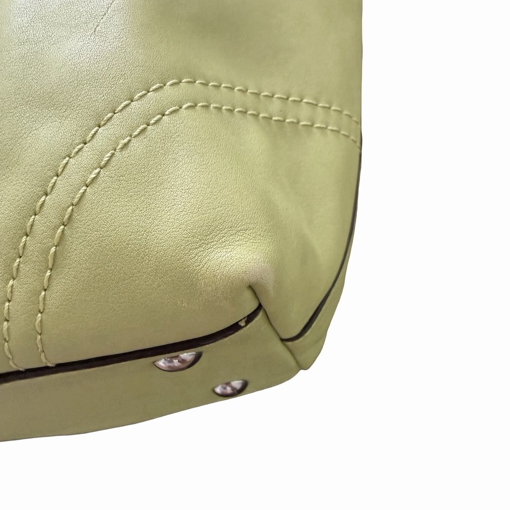 Vintage Coach East West Leather Tote Handbag in Light Green F13098 Classic Y2K - Picture 10 of 16